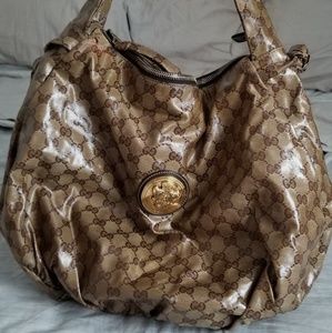 Gucci Crystal Canvas Monogram Hysteria Hobo Bag